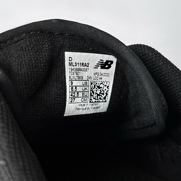 New Balance Men's 311 Series v2 Sneakers Black ML311RA2 Size 9 - Picture 11 of 12